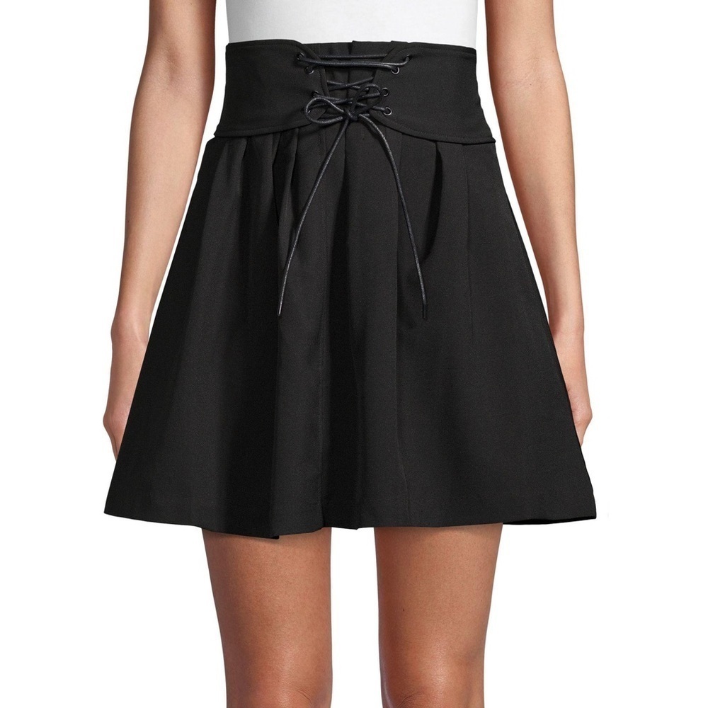 NEW Lea & Viola Black Lace Up Corset Mini Skirt Sz. XS